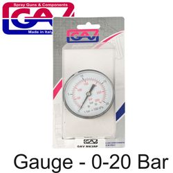 GAV Pressure Gauge 0-20bar1/4rear 63mm D6314r20 Packaged